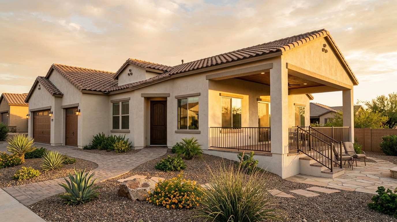 Finished Chandler AZ home exterior with a new covered patio addition